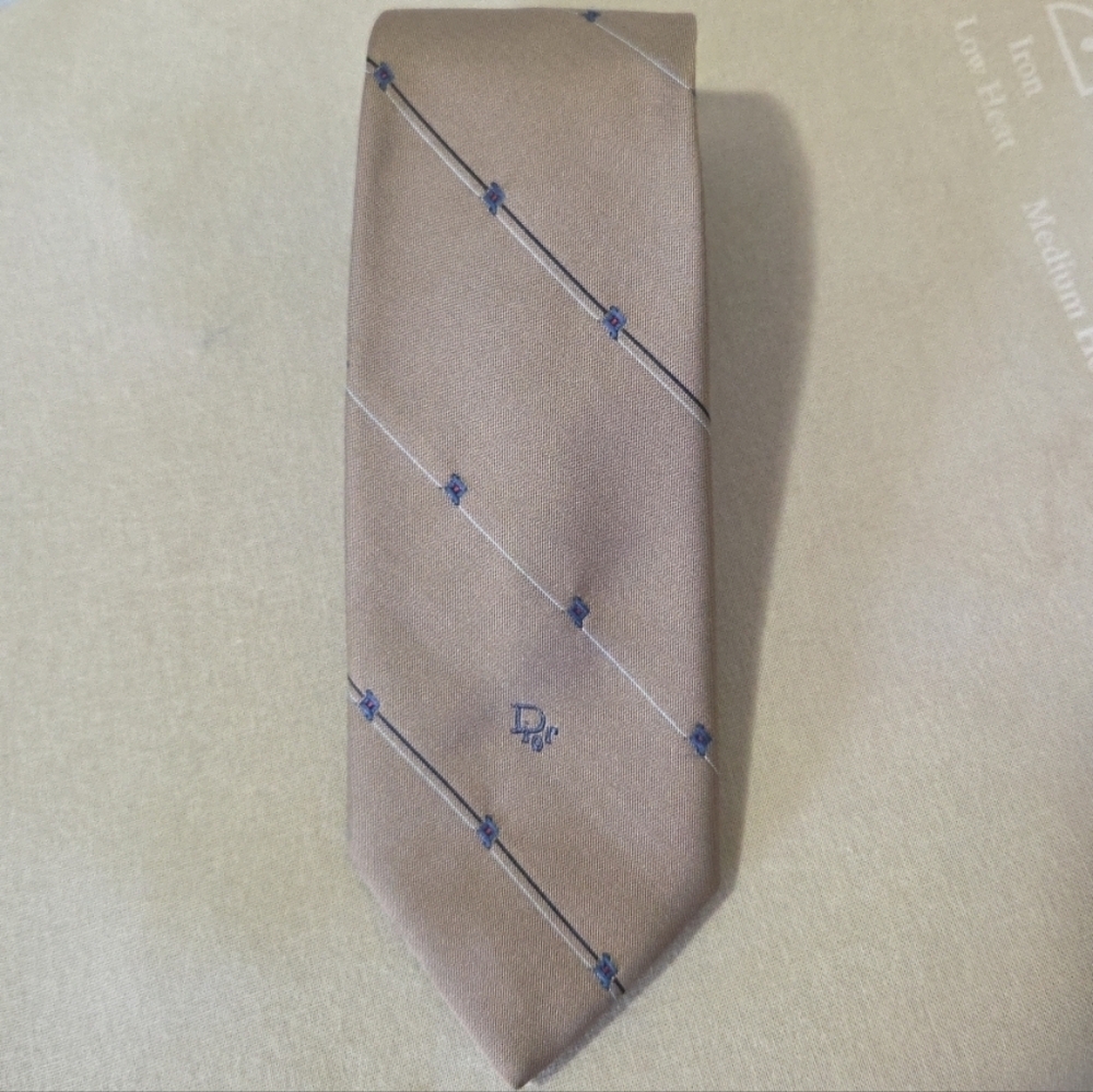 Vintage Christian Dior Polyester Silk Necktie Woven In Italy, Made In USA
